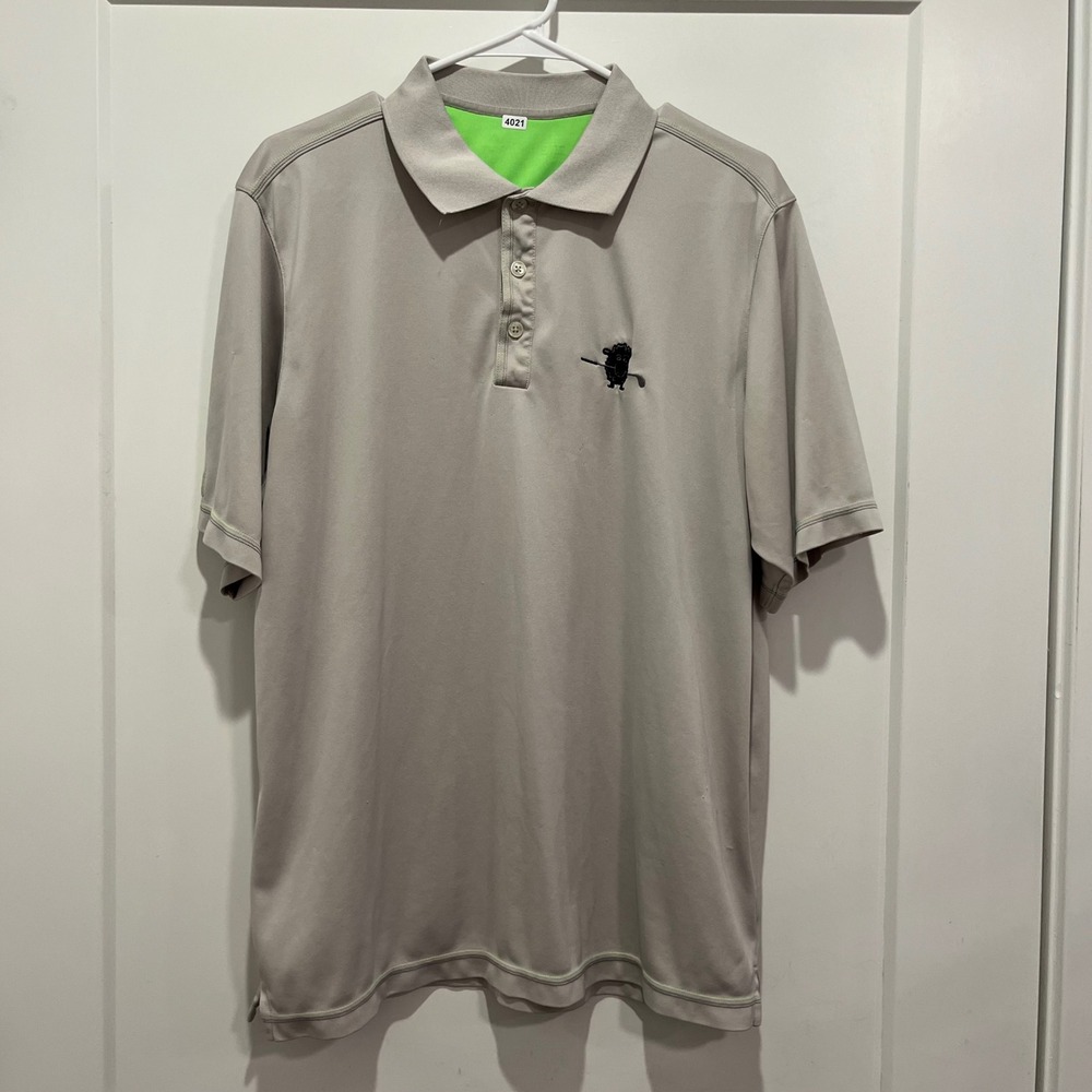 Black Sheep Golf Club Polo Shirt Mens Gray Short Sleeve Performance Golf Top